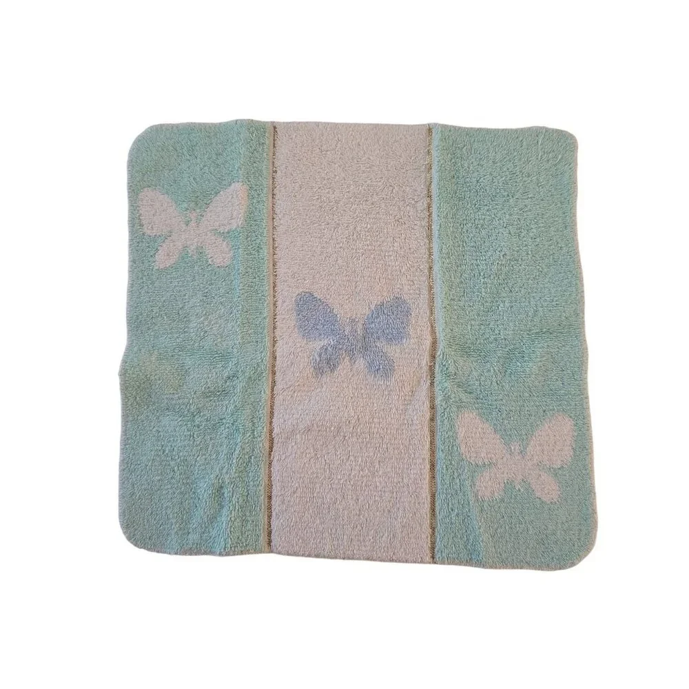 Butterfly Pattern Martex Classic‎ Towels/Washcloth Set Pastel Blue Green Cotton